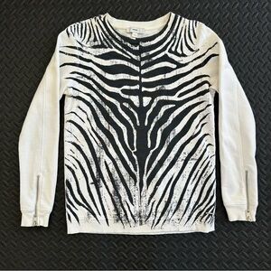 Diesel Zebra Print White Sweatshirt Women Size S